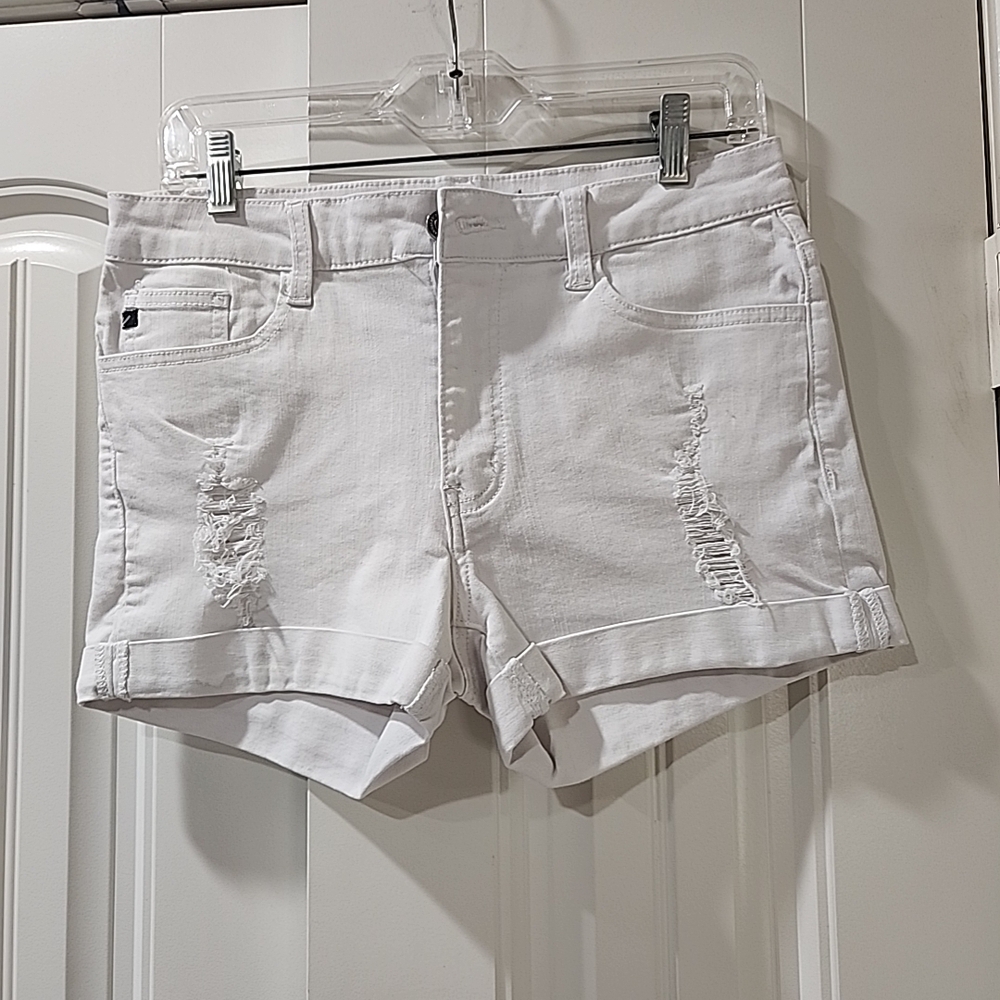 KanCan White Distressed Jean Shorts